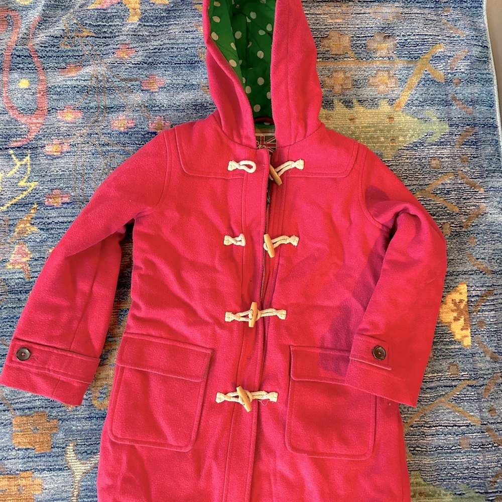 Darling Mini Boden Wool Coat Girls 9-10yr Pink toggle buttons + great condition!
